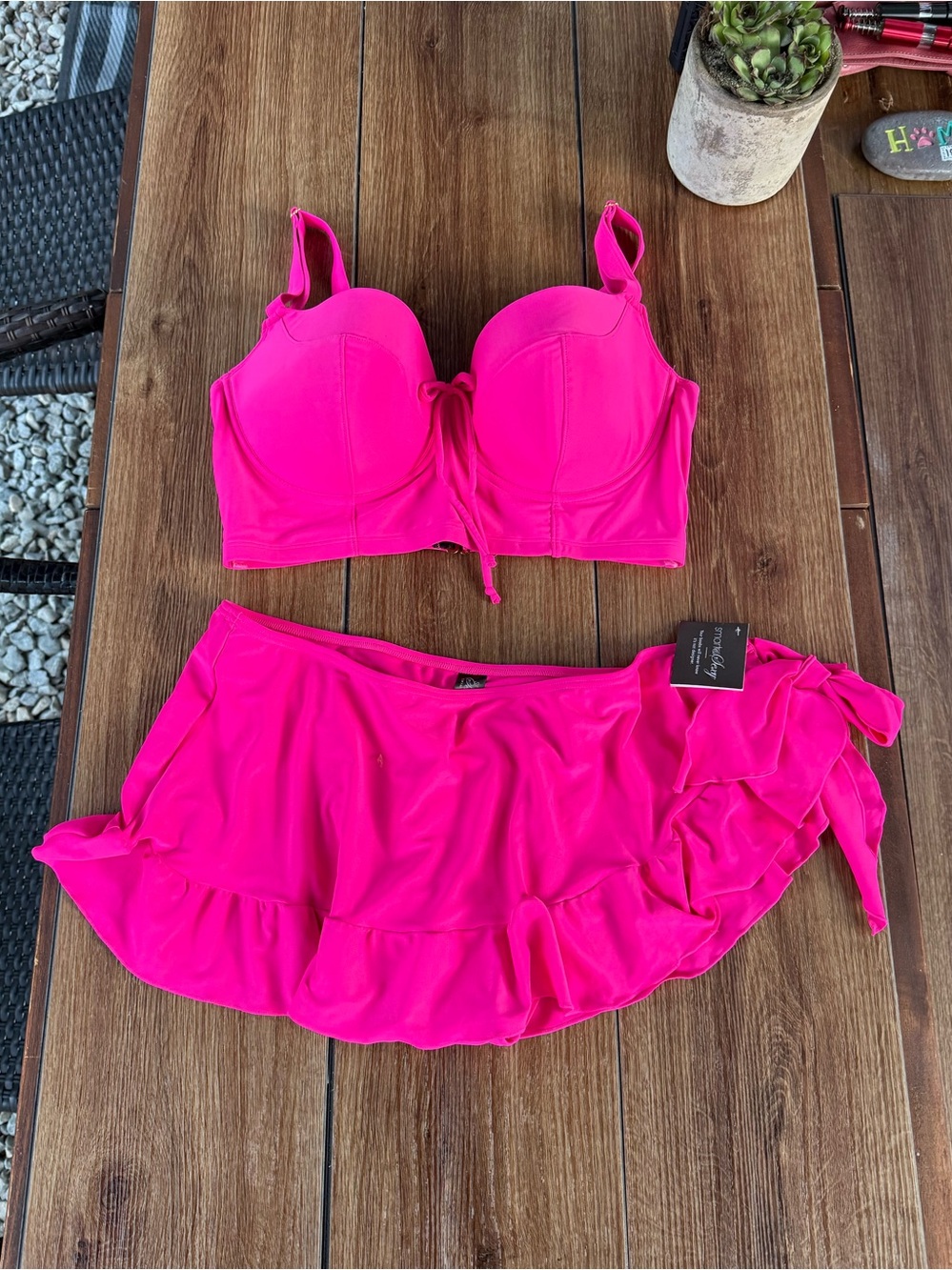 36DD smart & sexy Hot Pink Ruffled Bikini Set PLUS